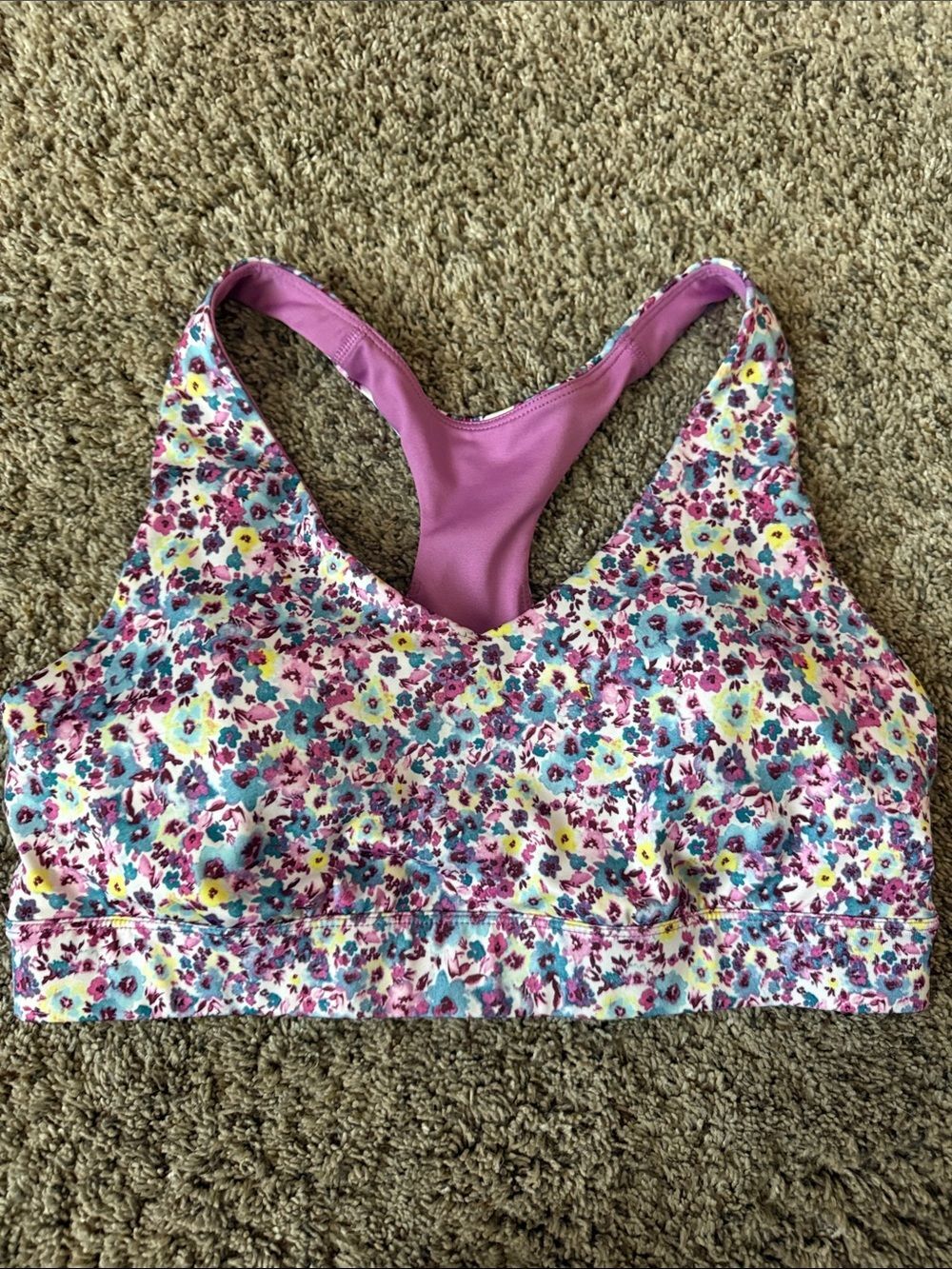 tek gear Floral Racerback Sports Bra in Pink, Teal, Yellow